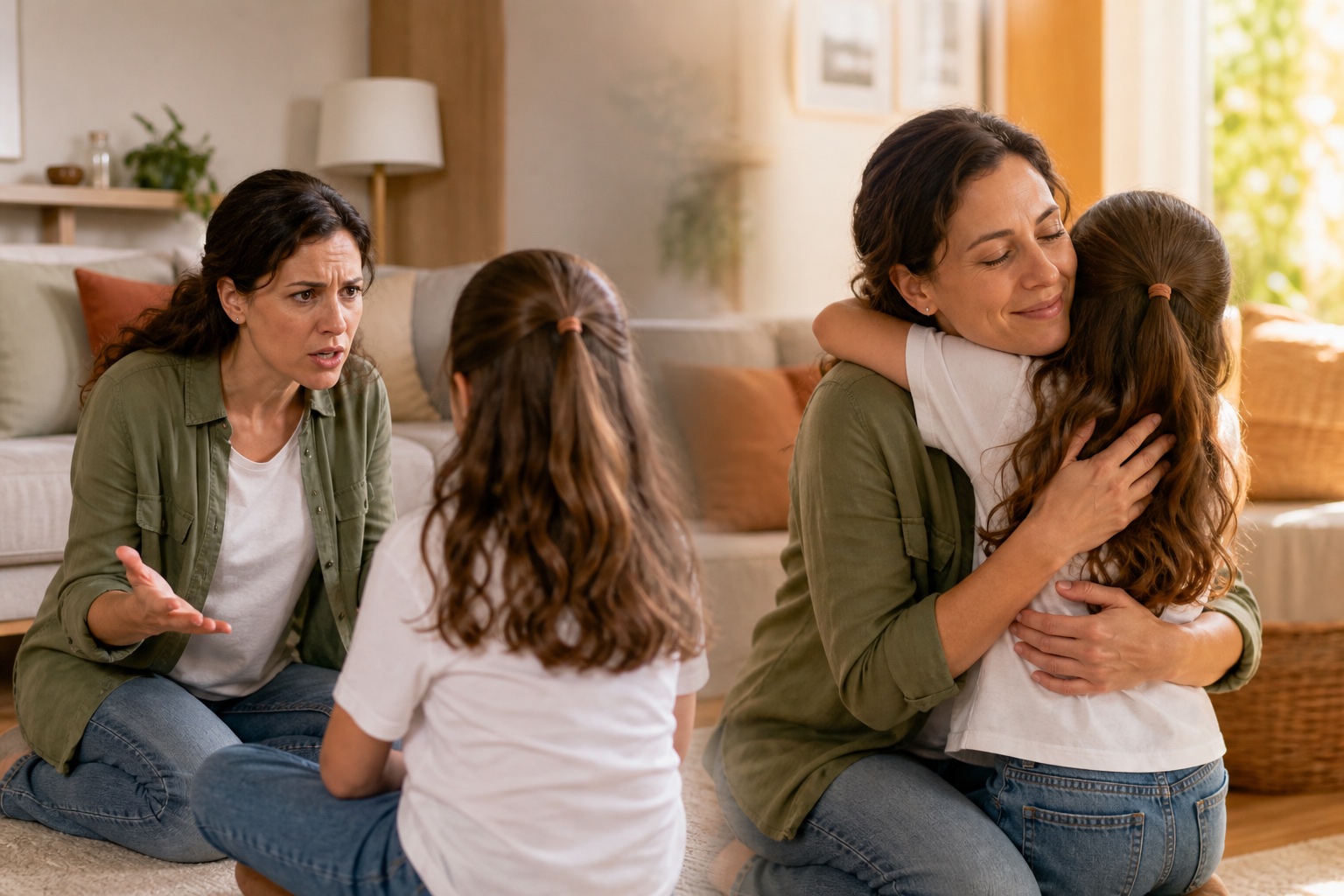 Antes y después: una madre pasa del conflicto a reconectar con su hija mediante un abrazo